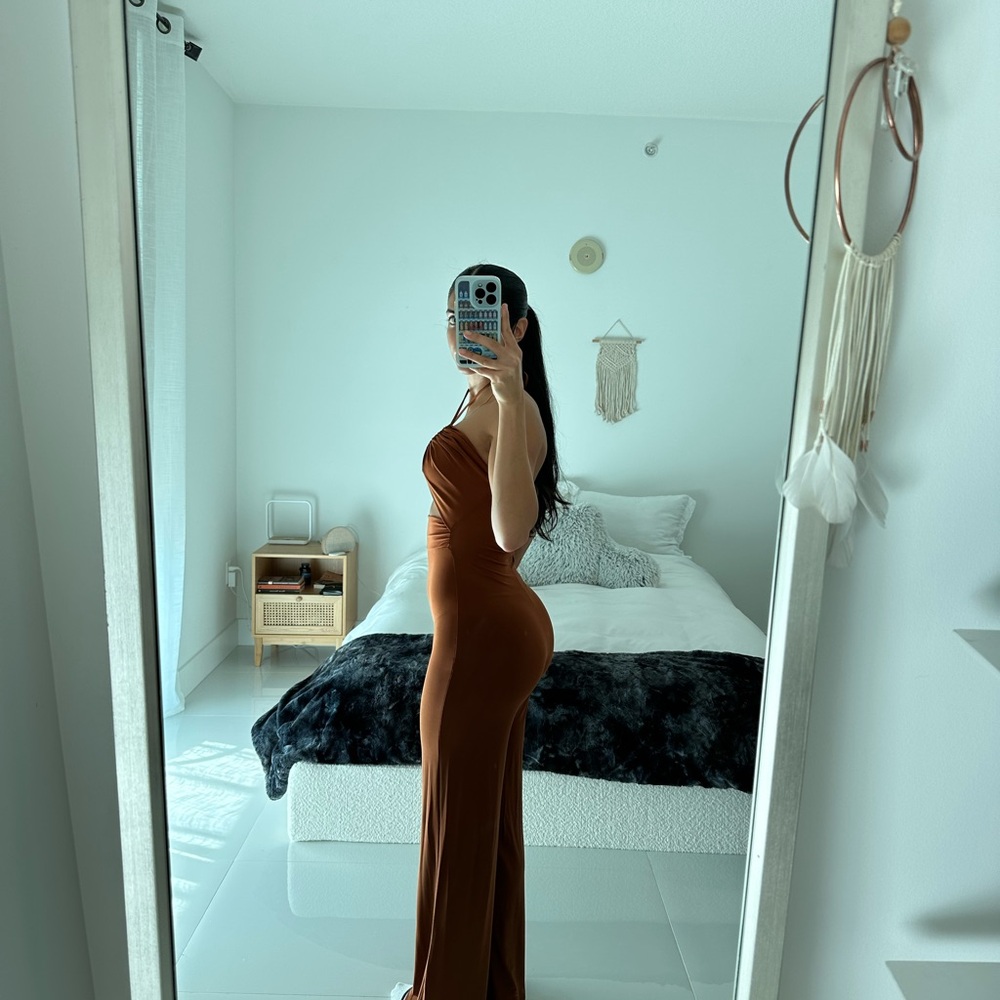 Windsor Chic Brown Cutout Jumpsuit